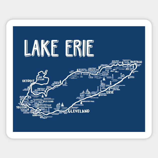 Lake Erie Map Sticker by fiberandgloss